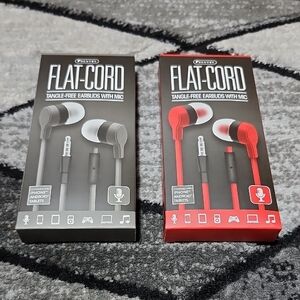 SENTRY FLAT-CORD TANGLE FREE EARBUDS WITH MIC IPHONE- ANDROID- TABLETS